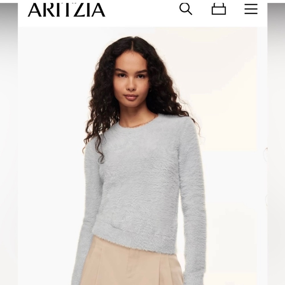 Aritzia Sunday Best Small women’s sweater gray 100% nylon silky soft